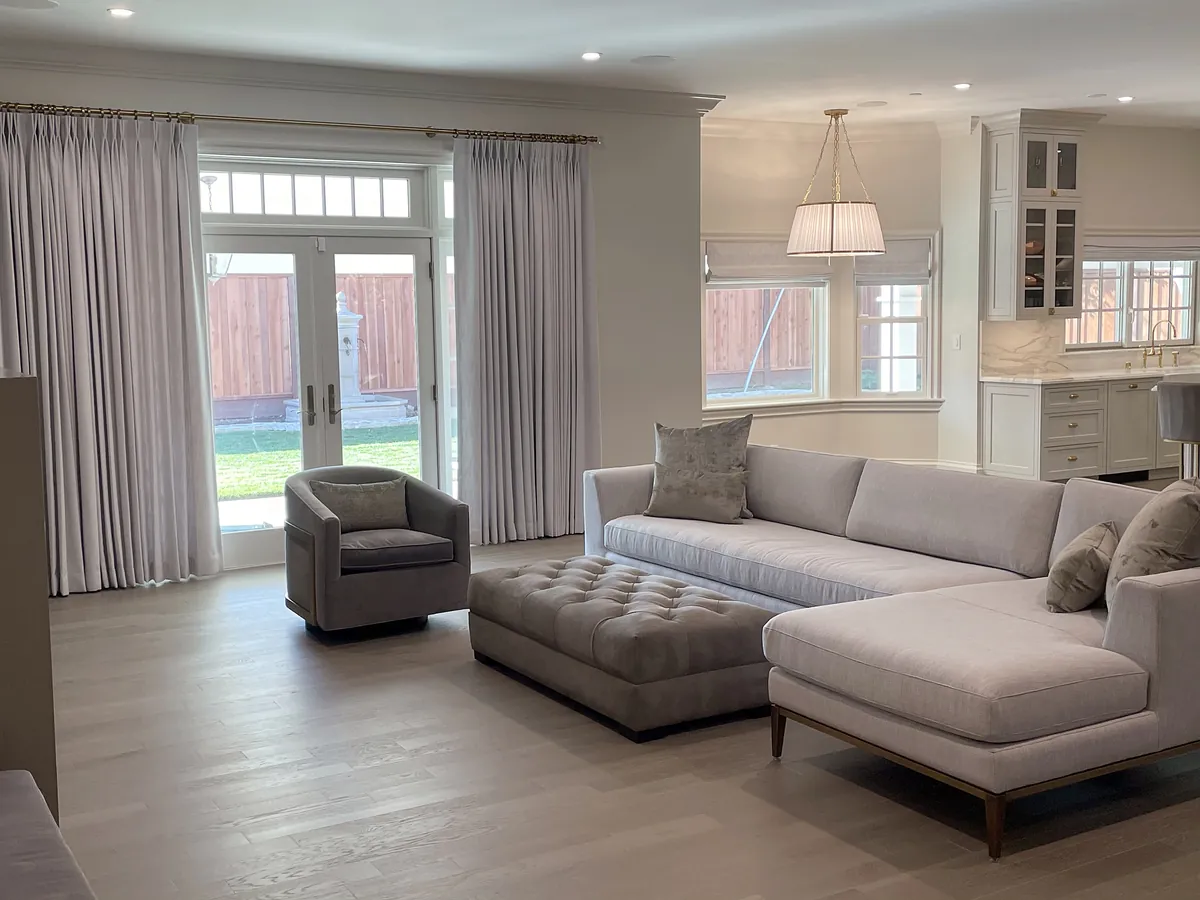 Living room with French doors and a sectional sofa